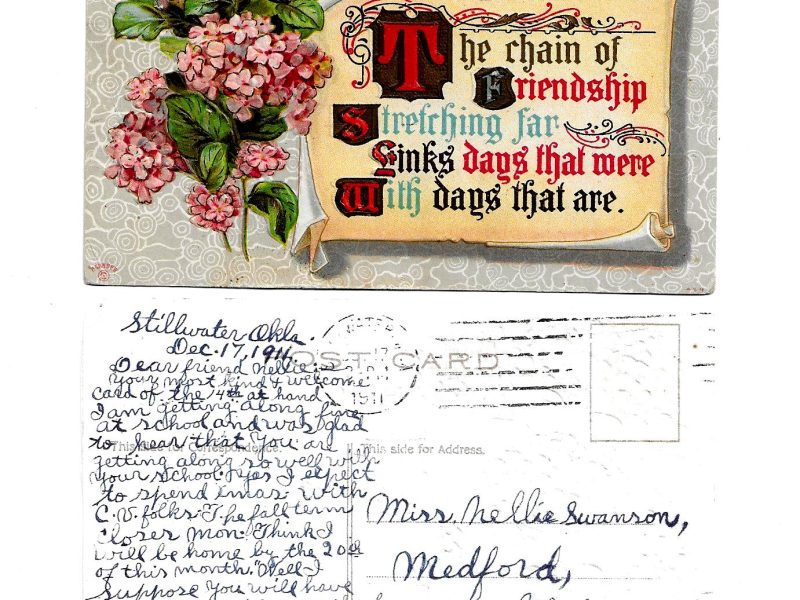 Postcard to Nellie Swanson, Medford, Oklahoma, December 17, 1911