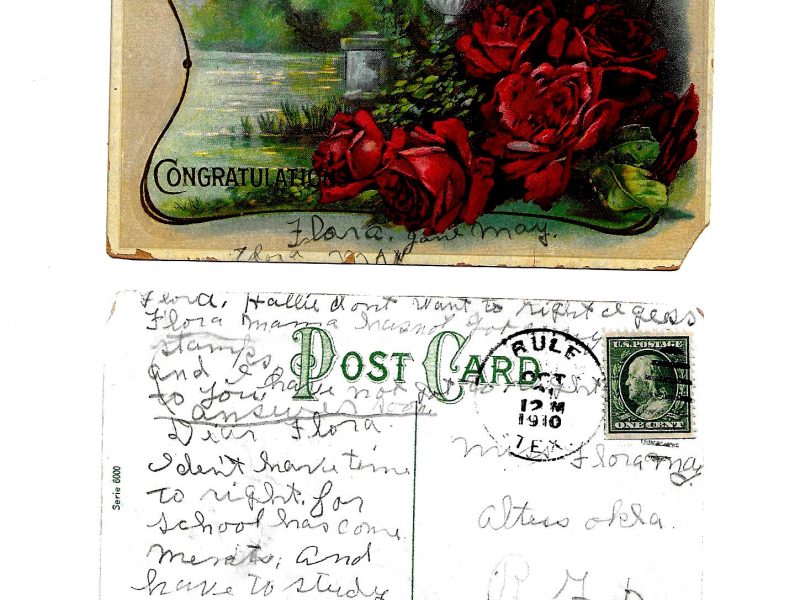 Postcard to Flora May, Altus, Oklahoma, October 21, 1910
