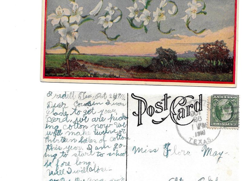 Postcard to Flora May, Altus, Oklahoma, October 26, 1910