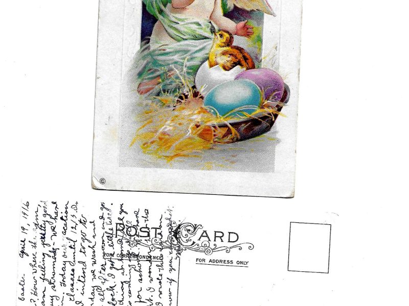Easter Postcard to Esther Stuckey, Mt. View, Oklahoma, April 19, 1916