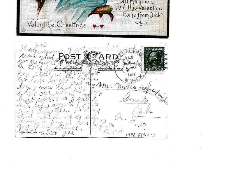 Postcard to Mrs. Martha Peelpenfraugh, Canute, Oklahoma, February 7, 1917