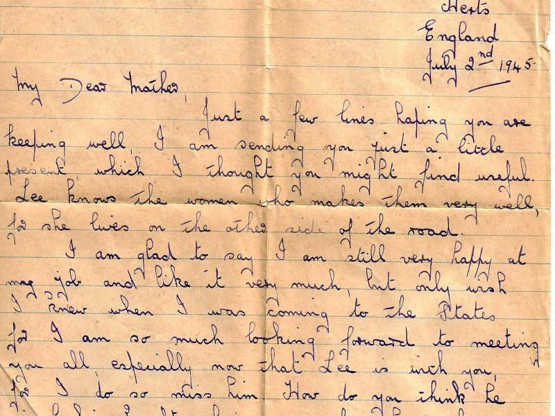 Betty Clem Letter to Rachel Clem July 2, 1945