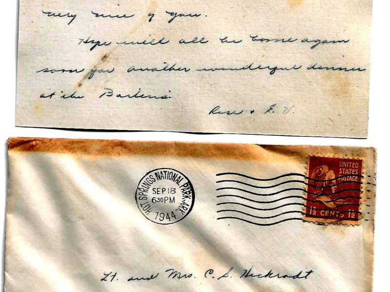 Thank You Note to Lt. and Mrs. C. S. Heckrodt, September 18, 1944