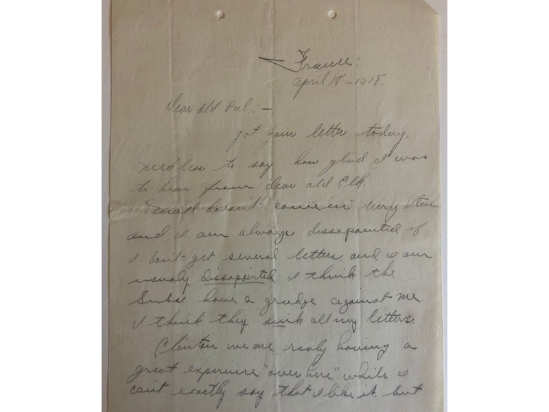 American Red Cross Collection - Letter - April 18, 1918 - Dear Old Pal