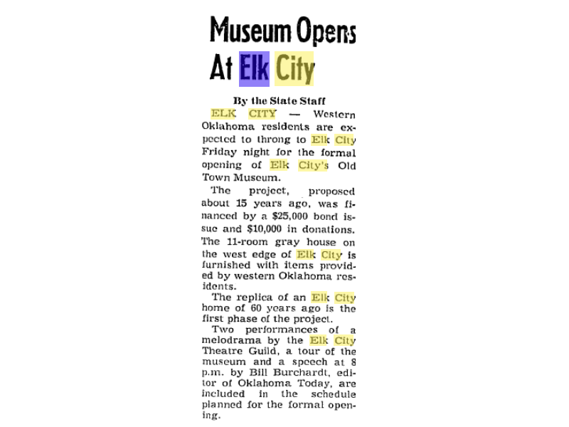 The Oklahoman, July 14, 1967 - Museum Opens At Elk City