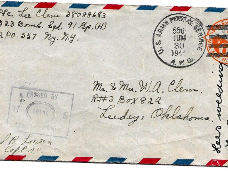 Lee Clem Letter June 26, 1944