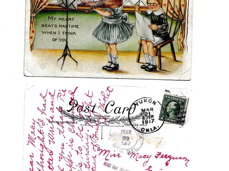 Postcard to Macy Ferguson, Altus, Oklahoma, March 22, 1917